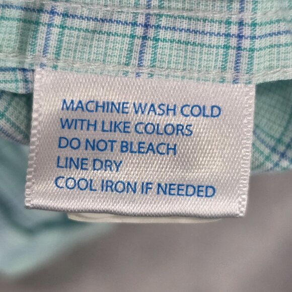 Mens Southern Tide Trim Fit Green Blue Plaid Shirt Long Sleeve Button Up Size L - Picture 3 of 7